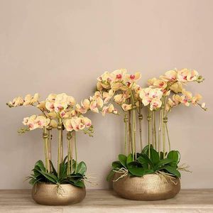 Arreglos florales de lujo para decoración de interiores, orquídeas artificiales, orquídeas reales, arreglos de orquídeas, decoración del hogar - Product Image 2