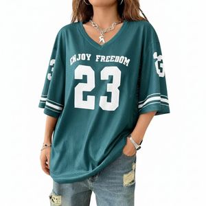 Camiseta Deportiva de Fútbol Americano con Estampado de Estrellas Negras, Estilo Hip Hop, de Malla, Holgada, con Diseño Gráfico, para Streetwear - Product Image 5