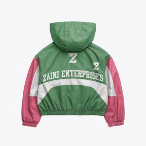 Veste coupe-vent d'hiver pour homme en toile, noir et blanc contrastés, logo personnalisé sur le devant, imperméable et respirante - Product Image 2