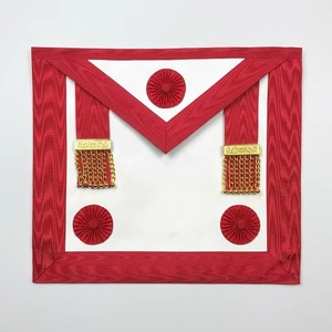 Insignia Personalizada de Tela Roja para Coser con Patrón Circular Bordado y Decoraciones de Cuentas Doradas Modelo MA-2 para Aplicación en Prendas - Product Image 1