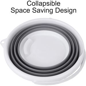 Seau pliable de 10 litres (2,6 gallons) avec poignée, gris et blanc, pour une utilisation en intérieur et en extérieur - Product Image 2