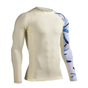 Custom Heat-Transfer Blank Wholesale Men's Long Sleeve Rash Guard UPF50 Protection Spandex/Polyester Quick Dry Breathable - Product Image 5