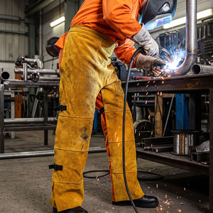 Vêtements de sécurité industriels sur mesure de haute qualité, certifiés CE, résistants aux flammes, en cuir de vachette pleine fleur, pantalon de soudeur - Product Image 6
