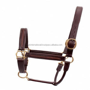 Productos ecuestres originales para montar a caballo, silla de montar marrón sólido de alta resistencia, cabestro de cuero, caballo Halter acolchado de doble costura - Product Image 6