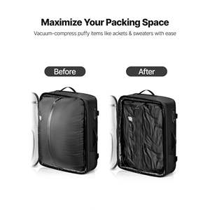 Sac à dos de voyage extensible de 80 L avec fermeture sous vide, approuvé par la TSA, résistant à l'eau, noir, bagage à main pour affaires - Product Image 2