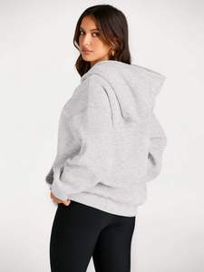 Envío Inmediato: Conjunto de Sudaderas con Capucha de Forro Polar para Hombre, Tallas Grandes, de Poliéster/Algodón, Cuello Redondo, Gris, Largo, Transpirable y Forrado - Product Image 3