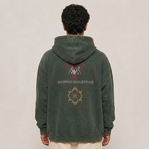 <b>Mens</b> Embroidery Hoodie Distressed Finish Oversized <b>Pullover</b> Sweatshirt for Modern Casual Streetwear Fashion - Product Image 3