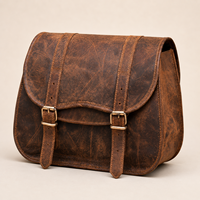 Sacoche latérale vintage en cuir marron pour moto, sacoche à outils, sacoche de rangement avec sangles à boucles pour le tourisme à moto