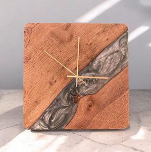 Artistic High Quality Epoxy Resin Wooden Wall <b>Clock</b> For Gifting Homedecor Luxury Polish Finished Time Piece For Restaurant Hotel - Product Image 4