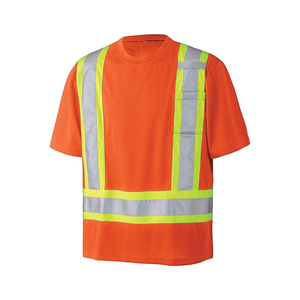 เสื้อเชิ้ตสะท้อนแสงสีส้มสำหรับผู้ชาย ระบายอากาศได้ดี พร้อมแถบสีเงิน สำหรับงานก่อสร้าง - Product Image 1