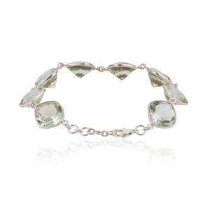Stunning 925 Sterling Silver Cushion Cut Natural Green <b>Amethyst</b> Gemstone Fine Chain Link <b>Bracelet</b> For Women's - Product Image 3