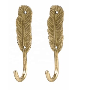 Latest Design Brushed Gold Leave Shape Metal Coat <b>Hooks</b> Metal Decorative <b>Wall</b> <b>Hooks</b> Hanging Rack <b>Hooks</b> for Bathroom Kitchen - Product Image 4
