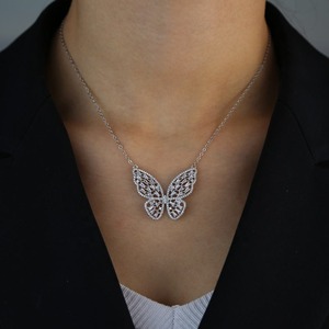 Collar de Mariposa Rectangular con Incrustaciones de Diamantes de Imitación y Diseño Animal para Mujer, Verano 2026 - Product Image 2
