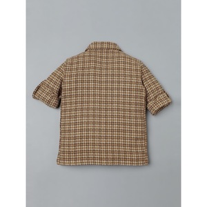 Chemise en coton beige et marron à micro-carreaux décontractée pour garçons - Product Image 2