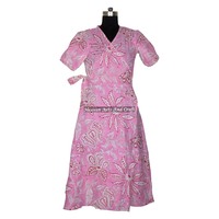Bagru imprimé Hippie parole longueur robe de nuit femmes à la main coton Kimono robe naturel ethnique plage couverture Jaipuri Style