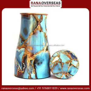 Latest Design Premium Copper Water Jar or Carafe Enamel Print Pure Copper Bedside Vessel for <b>Drinking</b> Water at Market Rate - Product Image 3