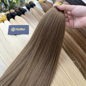 Extensions de cheveux humains vierges vietnamiens en vrac, mèches droites micro-liées, mélange de couleurs brun naturel et blond pour rallongement en salon - Product Image 2