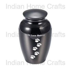 Black Metal Pet <b>Memorial</b> Urn Cremation <b>Keepsake</b> Casket Paw Print Ash Container Tabletop Remembrance Shrine - Product Image 3