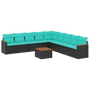 Juego de Sofás de Patio de 10 Piezas en Poliratán Negro con Cojines, Elegante Colección de Muebles para Exteriores - Product Image 2