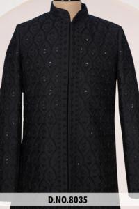 Blazer ethnique formel sur mesure Midnight Noir à sequins pour homme, idéal pour les célébrations nocturnes - Product Image 5