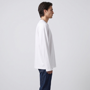 Men's White O-Neck Oversize 100% Cotton T-Shirt Full Sleeve 100% Cotton <b>TShirts</b> Mens Drop Shoulder Long Sleeve Tee Shirt Mens - Product Image 3