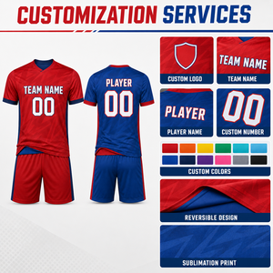 Custom Printed Reversible Soccer Uniform Set Double Sided Football Jersey and Shorts Breathable Quick Dry Unisex Team Sportswear - Product Image 3