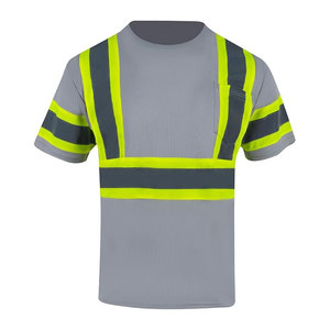 Men's <b>Hi</b>-<b>Vis</b> Orange Safety T-<b>Shirt</b> High-Visibility Reflective Striped ANSI Class 2 Short Sleeve Moisture Wicking Work T-<b>Shirt</b> - Product Image 5