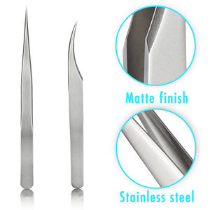 Pince à épiler pour extensions de cils, ensemble de pinces à épiler droites, courbées, à pointe fine, finition Dal, kit de pinces à épiler pour soins de beauté avec étui - Product Image 5