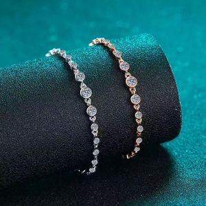 Moissanite Tennis Bracelet Silver Plated Oval Claw Setting Open Link Sparkling Unisex <b>Gift</b> for Anniversary Bridal GRA Certified - Product Image 3