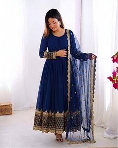 Party Wear Ready To Wear Fully Stitched Embroidery Sequence Work Georgette Gown With <b>Dupatta</b> Set - Product Image 2