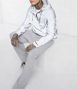Veste coupe-vent à capuche pour homme, gris clair, décontractée, hiver, fermeture éclair, imperméable, respirante, en polyester, taille standard - Product Image 3