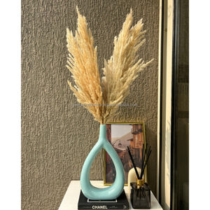 Classic Tall Green <b>Resin</b> Vase with <b>Sculpted</b> Vertical Form | Handmade Decorative Flower Vase for Modern Home Decor - Product Image 4