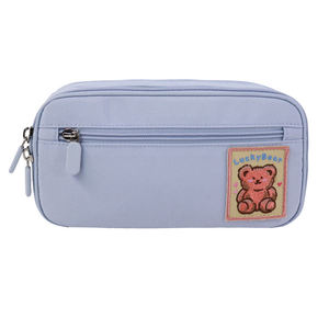 Estuche de Lápices de Nailon Azul Claro SENDA con Cierre y Parche de Oso, Set de Papelería para la Escuela o la Oficina - Product Image 4