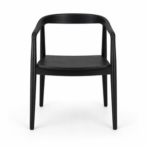Chaise de salle à manger Selly à pieds courbés en teck indonésien de qualité supérieure, style scandinave moderne, pour restaurant, vente en gros, finition noire - Product Image 2