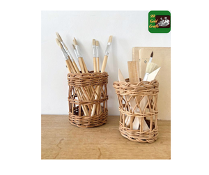 Récipient de papeterie de bureau tissé à la main en rotin, porte-stylo en rotin, boîte de rangement en rotin pour fournitures de bureau, porte-stylo en rotin - Product Image 5