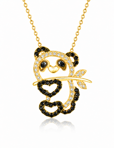 Collier pendentif Panda en zircone cubique, chaîne à maillons plaquée or, bijoux en argent sterling 925 pour occasions décontractées et anniversaires - Product Image 2