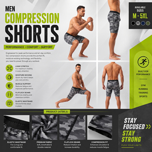 Customized Plus Size Camo Printed <b>Shorts</b> <b>Men</b> Gym Wear <b>Compression</b> <b>Shorts</b> Yoga Wear Breathable <b>Shorts</b> <b>Men</b> Base Layer Sport <b>Shorts</b> - Product Image 6
