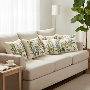 SOGA Juego de 6 fundas de almohada con diseño de jardín botánico, 4 fundas de cojín de 45 cm y 2 fundas de almohada de prado botánico de 30x50 cm - Product Image 4