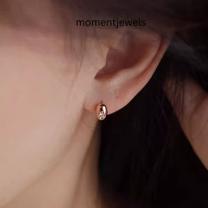 925 Sterling Silver Oval Stud Earrings Gold Plated Zircon Ear Jewelry Minimalist Daily Wear for Women - Product Image 1