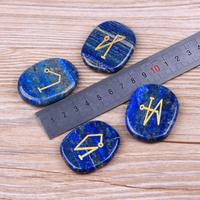Penjualan Panas Set Reiki Malaikat Agung Jilaniagate 4pcs Pola Oval Batu Permata Lapis Lazuli Kristal Feng Shui Kerajinan Ukiran Timbul