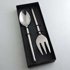 Wholesale Price PVD Gold Steel Cutlery <b>Salad</b> Server Set Table Decorative Wood Resin Handle <b>Salad</b> <b>Tool</b> Flatware Set at Best Price - Product Image 3