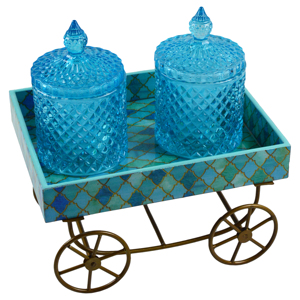 Chariot porte-bougies en verre au design épuré, écologique, pour bougies votives et bougies chauffe-plat, décoration intérieure, design festif et de mariage - Product Image 1