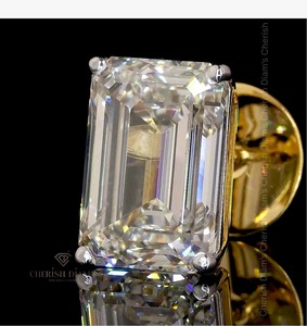 Trendy <b>Emerald</b> Cut <b>Stud</b> with Lab Created Diamond Gold <b>Earrings</b> Fine Diamond Jewelry for Women's from Indian Supplier - Product Image 2