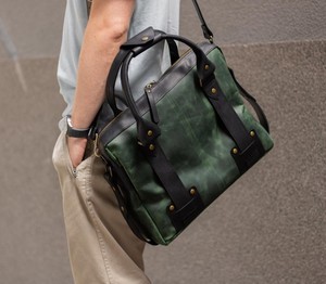 Classic Genuine <b>Leather</b> Briefcase Oil Pull up <b>Leather</b> <b>laptop</b> <b>bag</b> Genuine <b>Leather</b> Briefcase for Men 14 Inch <b>Laptop</b> Crossbody - Product Image 2