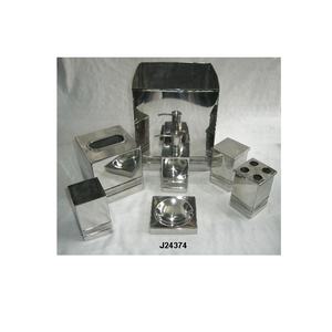 Ensemble de salle de bains en acier poli miroir, ensemble de sept pièces, boîtier de serviettes de table, distributeur de savon, boîte de mouchoirs - Product Image 2