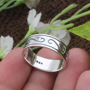 Handmade 925 Sterling <b>Silver</b> Beaded <b>Stacking</b> <b>Ring</b> Artisan Design Bezel Setting Minimalist Boho Wedding Jewelry Wholesale - Product Image 5
