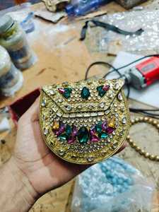Fashion Mini Coin Pearl Diamond Beaded Clutch Handbag Gold Plated Zip Closure Single Strap Water Resistant Polyester Lining - Product Image 5