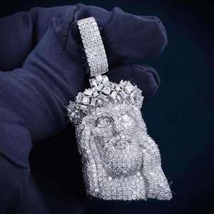 Colgante de Jesús de Alta Calidad, Colección de Joyería Hip Hop, Plata de Ley 925, Diamante Moissanita VVS, Colgante con Rostro de Jesús - Product Image 6