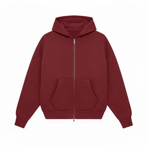 Unisex Oversized <b>Hooded</b> <b>Zip</b>-Up Sweatshirt Solid Color Cotton French Terry Casual Winter Wear Digital Printing Breathable - Product Image 1