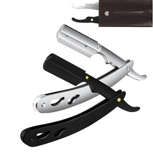 Professional Stainless Steel Matte Black Color Coated Barber Straight Folding <b>Razor</b> for Grooming and Shaving - Product Image 1